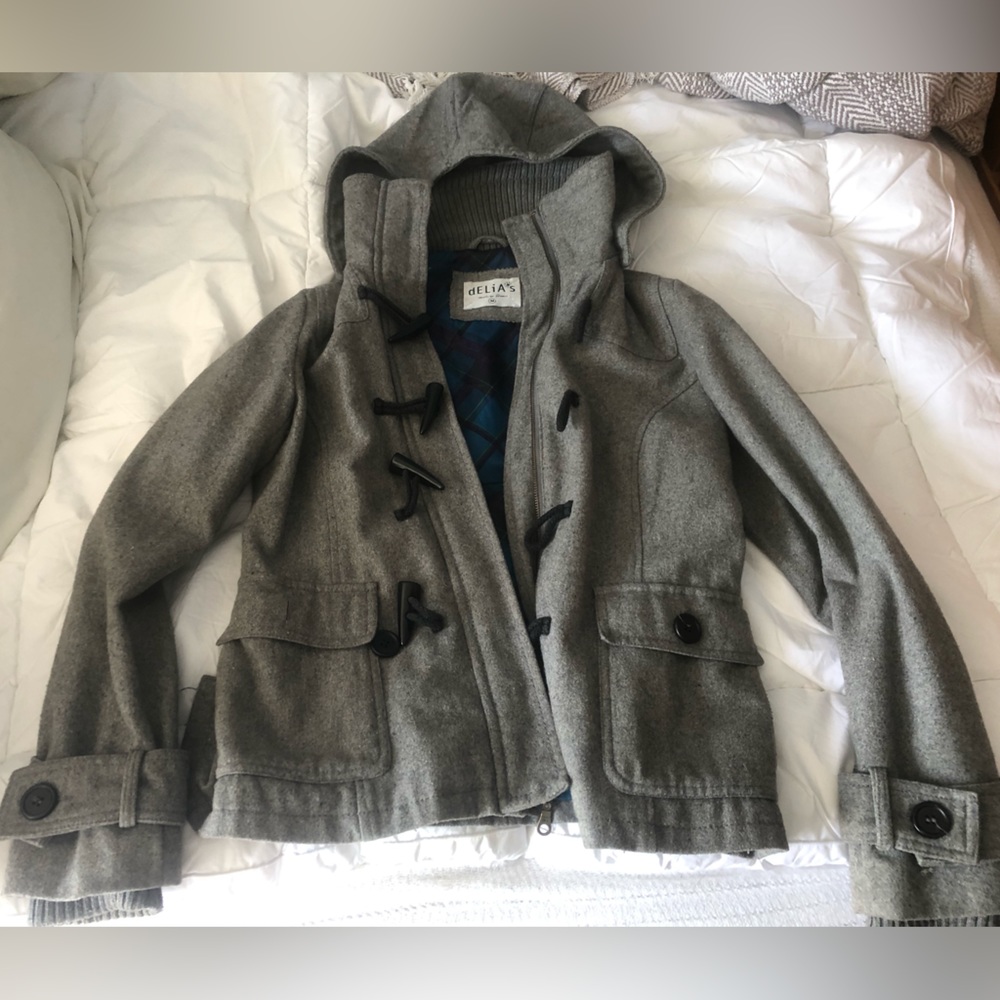 Delia’s Wool Coat w/ detachable hood Sz M
